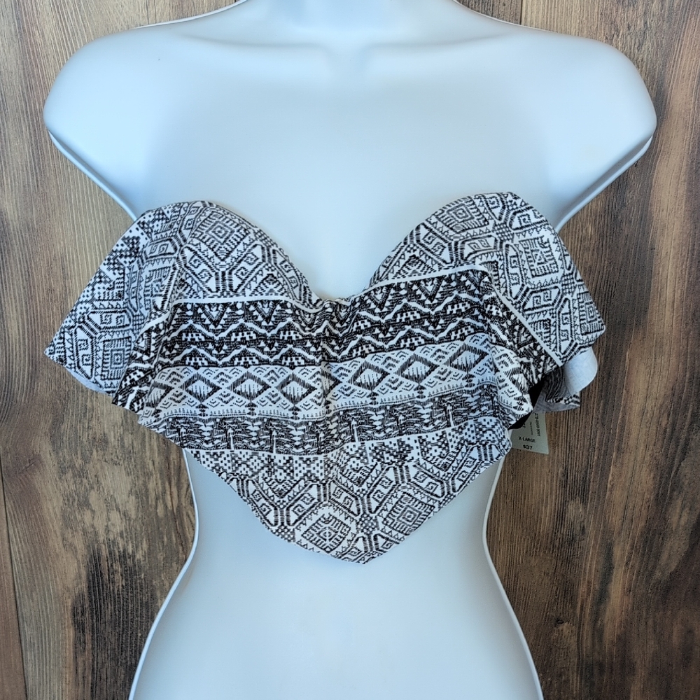 Arizona Jeans NWT Geometric Strapless Overlay Bikini Top L    P431